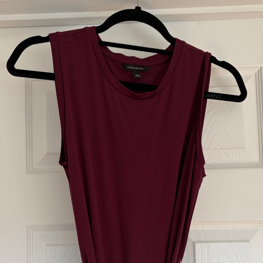 Banana Republic Sleeveless Wine Maxi Dress with Waist Tie